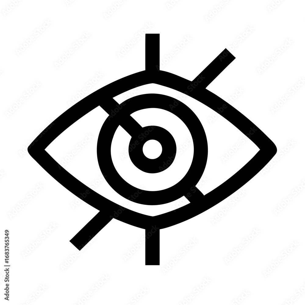 Obraz premium Vector art of eye with double slash symbol for privacy concept