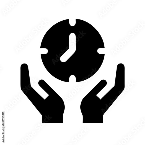 Vector art of hands holding clock icon, representing time management