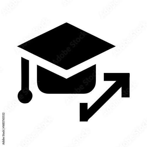Vector art of graduation cap with arrow pointing up
