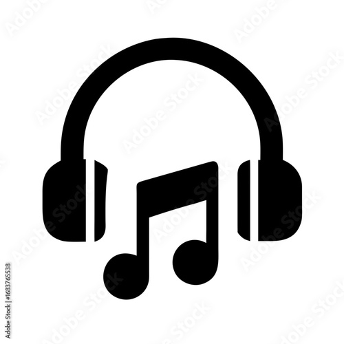 Vector art of headphones with music note for listening to music