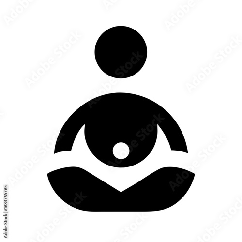 Vector art of pregnant woman in yoga pose icon in black