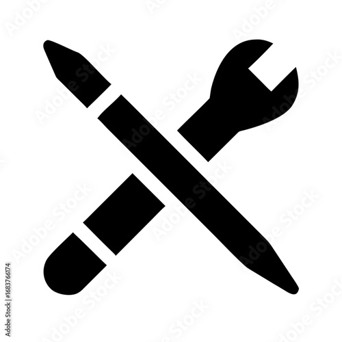 Vector art of wrench and pencil crossed for repair service