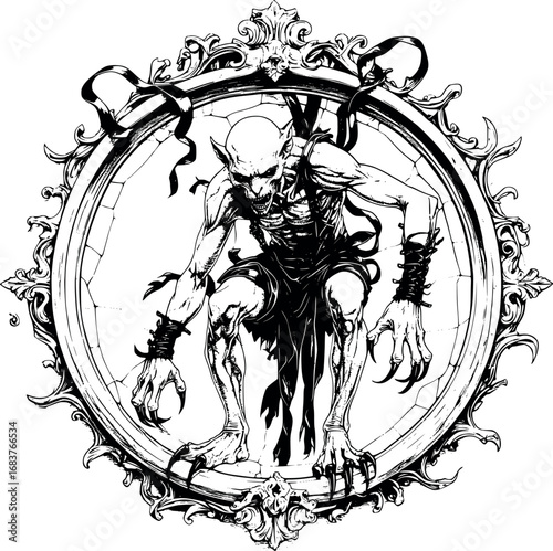Mirrorborn horror. Etched nightmare with fractured identity.