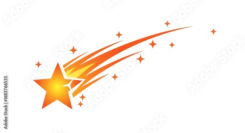 Bright orange shooting star graphic design