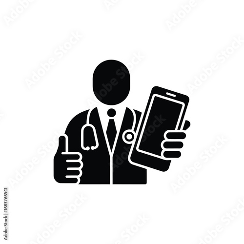 Doctor holding a smartphone with a thumbs up