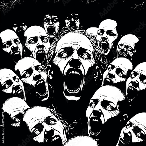Screaming unity. Etched nightmare of collective dread.