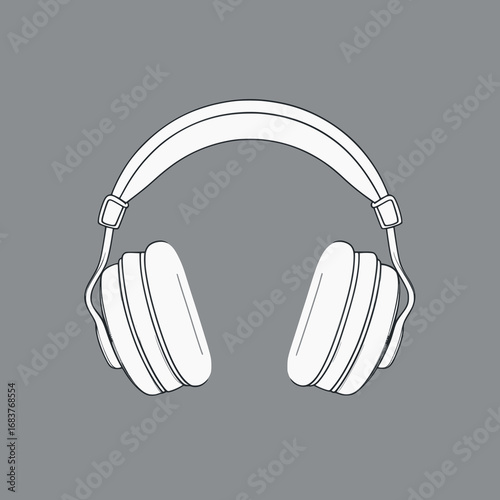 Headphones outline. Audio and listening experience in minimal sketch.