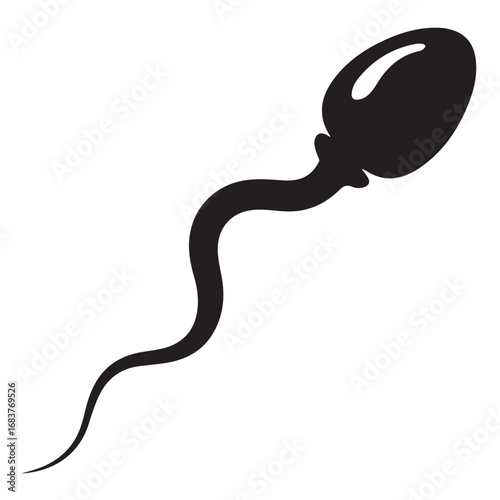 Sperm Cell Silhouette Clipart – Black & White Reproductive Biology Icon with Tail