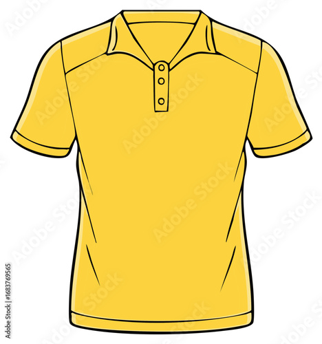 Isolated Yellow Polo Shirt Clothing Garment Apparel Fashion Stylish Design Illustration Plain Front View Graphic