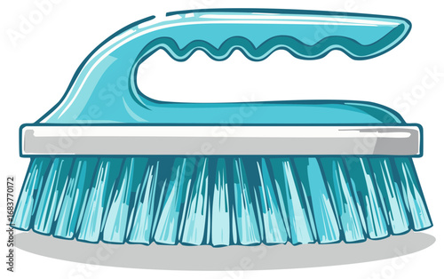 Blue Cleaning Brush Icon Illustration for Laundry and Household Concepts