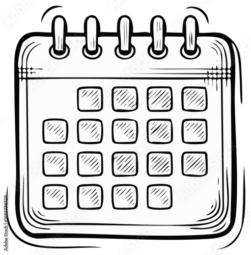 Hand Drawn Calendar with Spiral Binding
