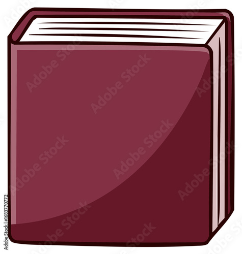 Thick maroon hardcover book cartoon illustration for education learning and literature