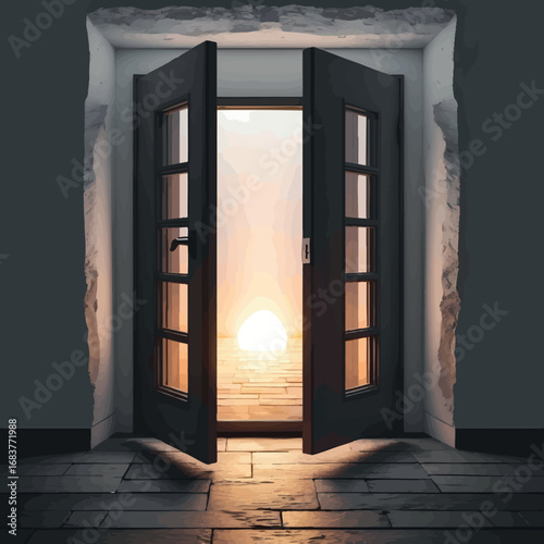Doorway of change outline. Symbolic entrance to new chapter in personal journey.