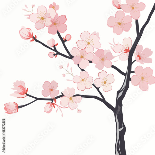 Spring blossom outline. Seasonal renewal in minimal lines.