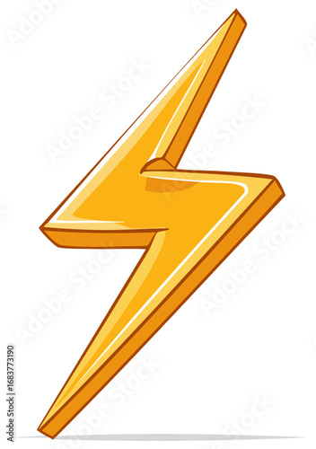 Bright Yellow Lightning Bolt Symbol Illustration Representing Power Speed Energy and Storm