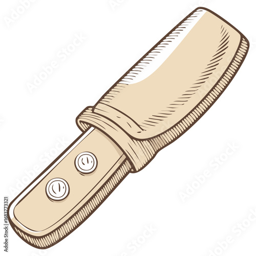 Vintage Hunting Knife in Leather Sheath Hand Drawn Illustration