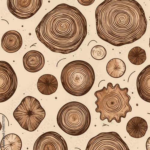 Wood grain outline texture illustration. Vector contour drawing of natural tree rings and knots pattern for rustic design projects.
