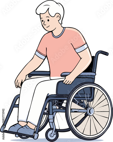 Cancer Survivor with Disability - Inclusive Medical Illustration for Post-Operation Recovery Support