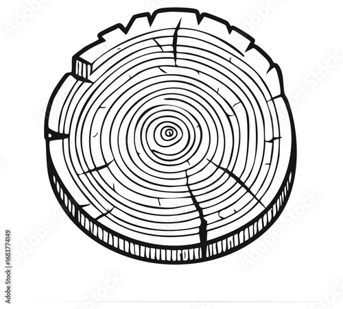 Tree Trunk Cross Section Wood Log Rings Growth Ring Pattern Black and White