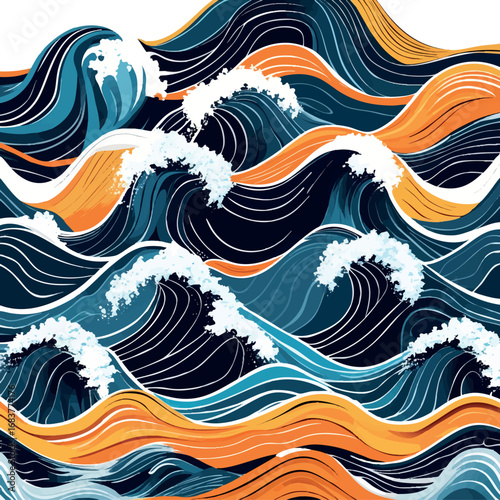 Infinite waves outline. Eternal motion and energy in simple lines.
