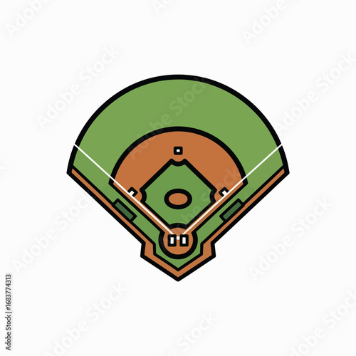 A Colorful Top Down View of a Baseball Diamond
