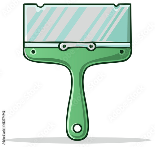 Green paint scraper tool, cartoon style, for home improvement and DIY projects