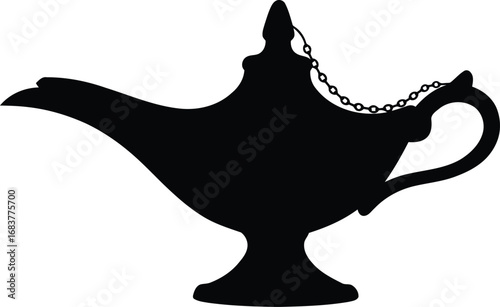Magic genie lamp silhouette arabian nights fantasy object vector