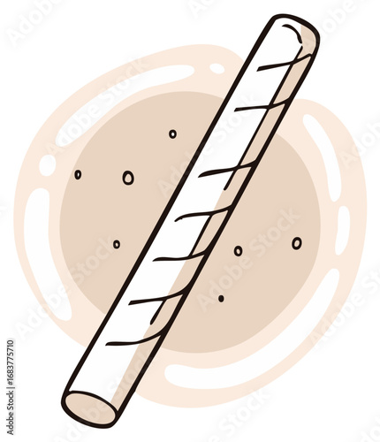 Sweet wafer stick treat with playful doodle art and bubbly accents