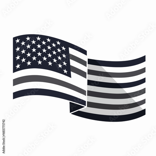 Honoring Thin Gray Line Police Support Flag Waving in Wind