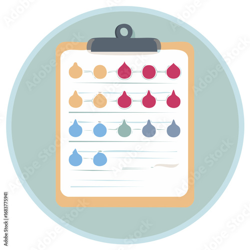 Clipboard with Period Tracker Calendar and Symptom Log Illustration