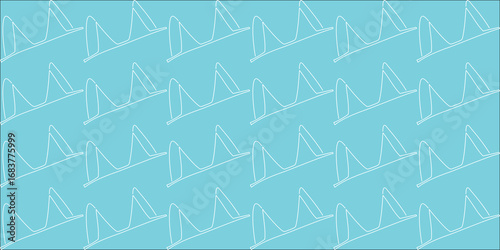 Seamless pattern of bikini shapes on a light blue background.
