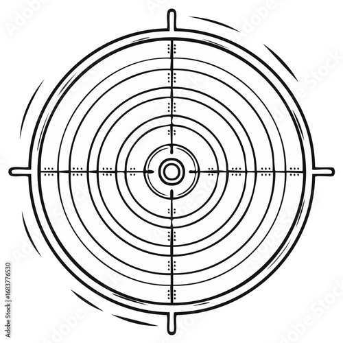 Stylized Crosshair Rings Line Art with Target Reticle for Accuracy, Aiming and Focus