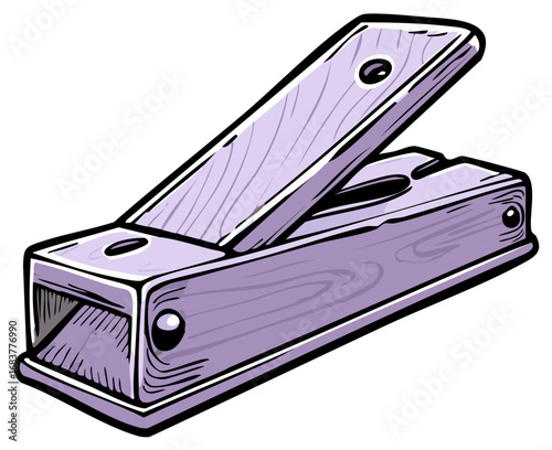 Purple wooden nail clipper illustration for personal grooming and hygiene