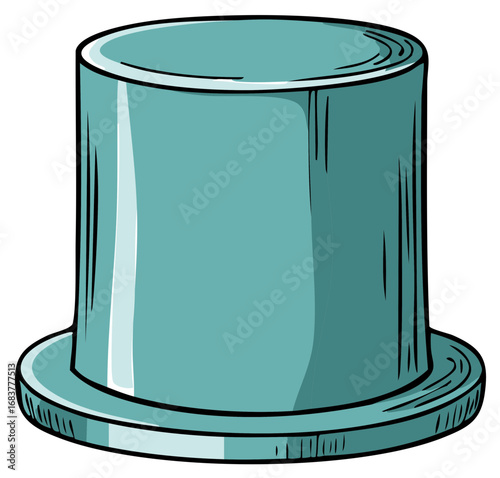 Teal Cartoon Style Top Hat Graphic Novel Character Accessory Item