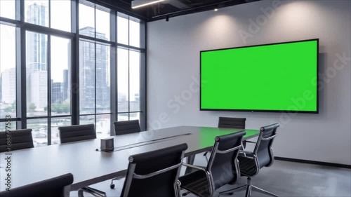 Modern office conference room green screen