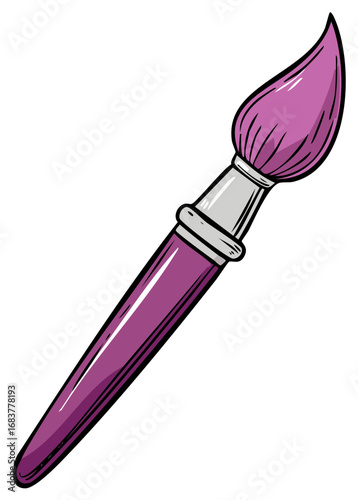 Vibrant Cartoon Style Purple Paintbrush for Artistic Painting and Creative Expression