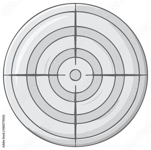 Grayscale cartoon target with crosshair sight for aiming and shooting practice