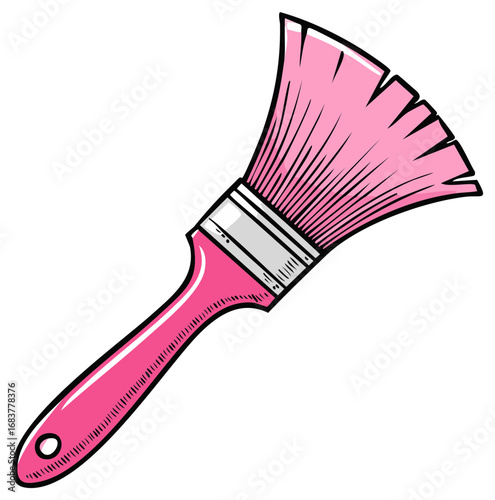 Pink Paint Brush Tool Illustrative Style Renovation Decoration Equipment Painter Instrument Home Improvement
