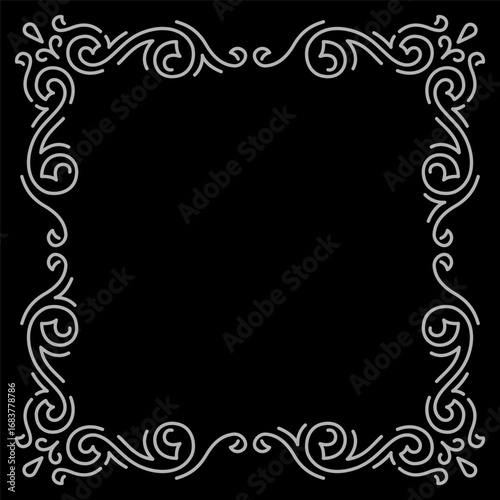 Line curl frame. Modern decorative linear background.