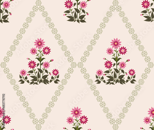 Vector Hand drawn colourful geometric flowers Motifs African boho paisley, seamless patterns with floral for fabric Ethnic Indian Pattern, textiles, clothing, wrapping paper, backdrop, banner.
