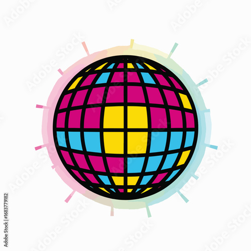 Sparkling Disco Ball Illuminating a Vibrant Party Atmosphere with Colorful Lights