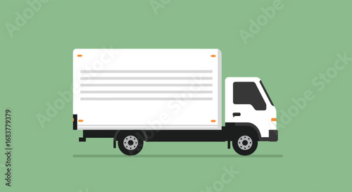 Illustration of a white delivery truck, showcasing vehicle design for transport and logistics, isolated on white background