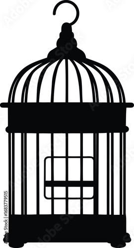 Antique black ornate birdcage silhouette vector art graphic vector