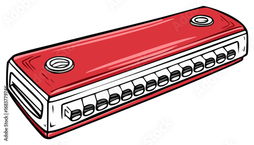 Vintage Red Harmonica for Blues Musicians Musical Instrument Chromatic Scale Play Country