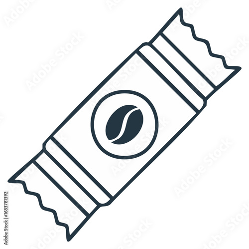 Single Serve Coffee Stick Packet Featuring Coffee Bean Icon Vector