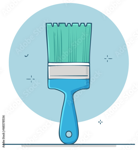 Paint Brush Illustration with Pastel Colors on Light Blue Backdrop