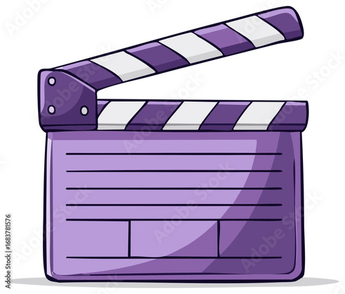 Cartoon Purple Film Slate Open Movie Clip Clapboard Design