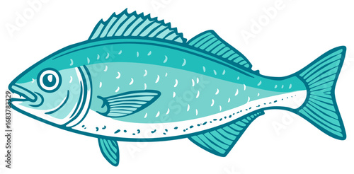 Turquoise fish cartoon illustration