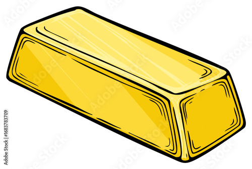 Golden bar illustration depicting wealth and prosperity in a cartoon style