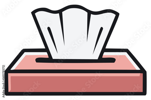 Tissue box icon with paper napkins for cold and flu vector illustration